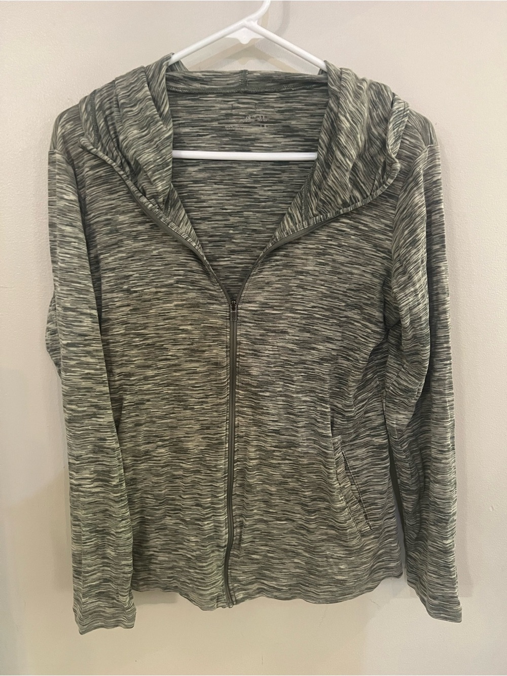 Columbia Hooded Zip-Up Top in Heathered Green